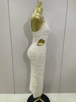 Women Hot Sale Sleeveless Sexy Strap Pearl Beading Sequins Bodycon Long Dress Celebrate Evening Party Birthday Outfit Vestido - Image 4