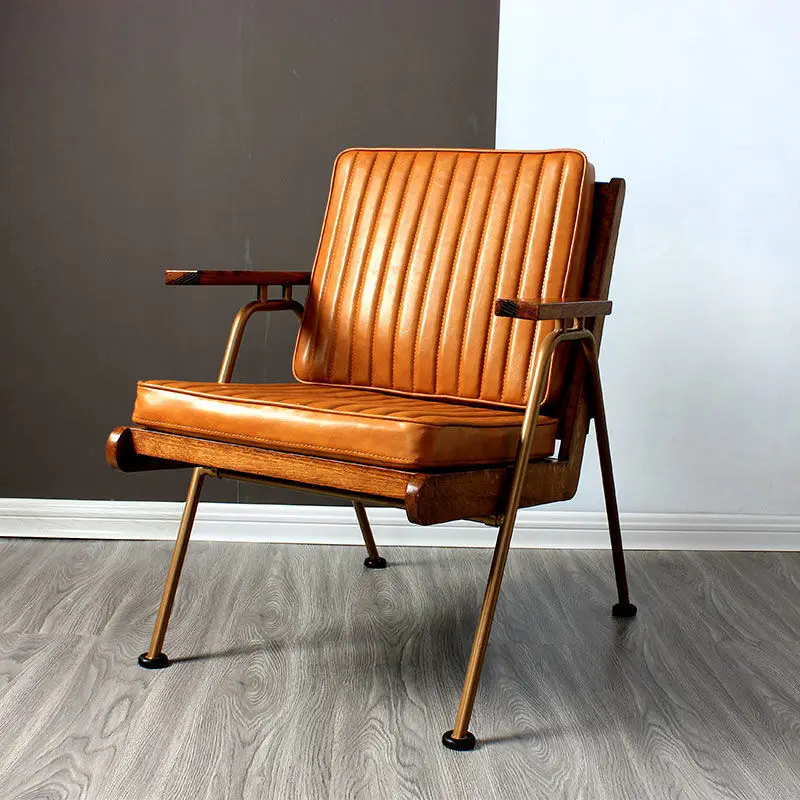 

Retro Single Chair Simple Household Italian Light Luxury Double Sofa Combination Cafe Casual Solid Wood Back Chairs furniture