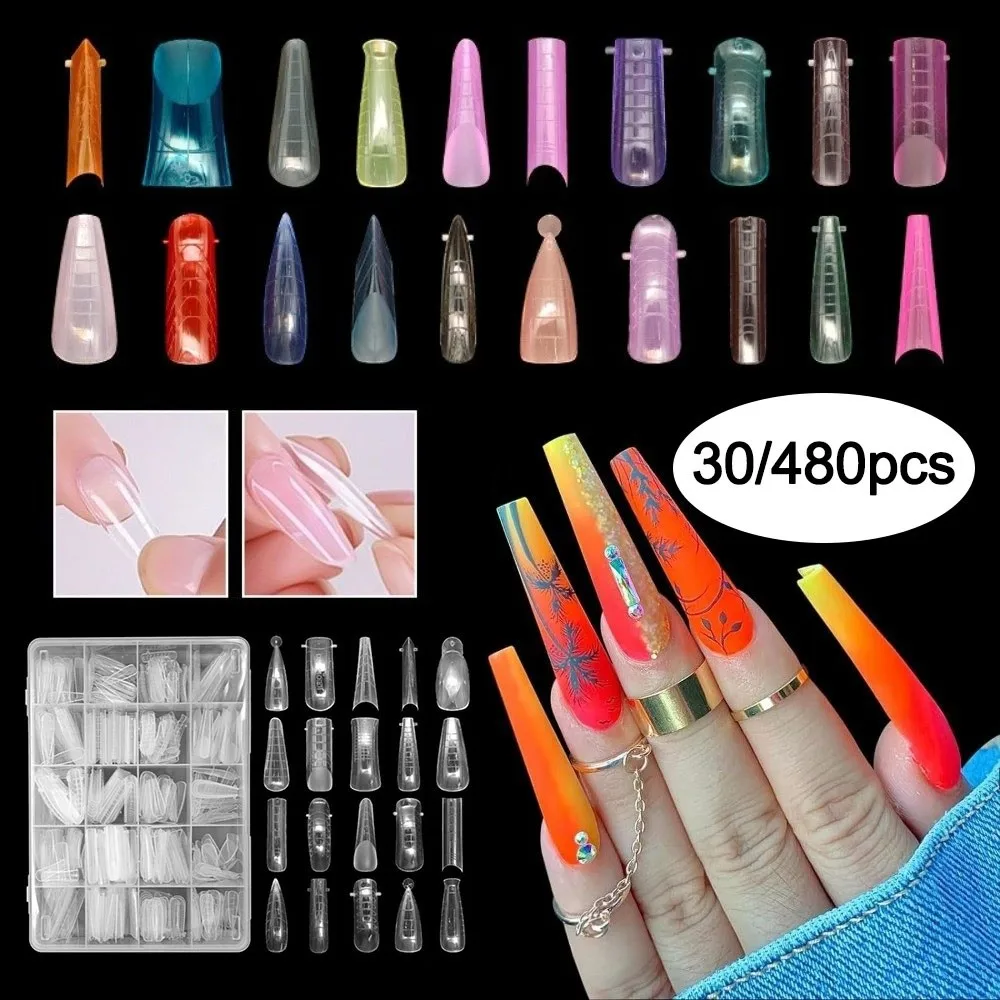 Colorful Sandwich Nail Forms Ultra-Thin with Auxiliary Line Dual Form Nails Reusable Clear Extension Extension Nail Mold
