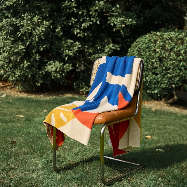 Yiruio Nyári Levelek Mintázott Kötött Takaró Lelkipásztori Hajnal Naplemente Elegáns Dekoratív Ágyhoz Kanapé Piknik Utazási Tábor - Image 2