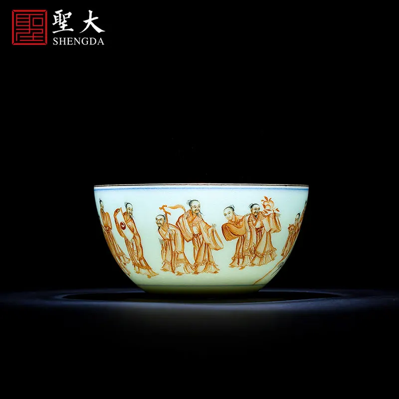 Оригинальный старинный чайный набор Цзиндэчжэнь Kangxi alum красного и черного цвета