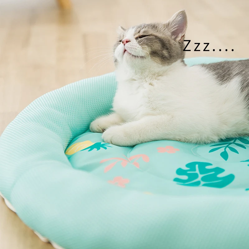 S-L Summer Cooling Pet Dog Mat Ice Pad Dog Sleeping Round Mats For Dogs Cats Pet Kennel Top Quality Cool Cold Silk Bed