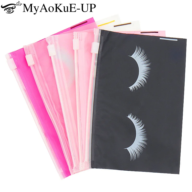 

10pcs Eyelash Aftercare Bags With Zipper Toiletry Makeup Pouch Cosmetic Travel Beauty Tool Packaging Lash Extension Supplies