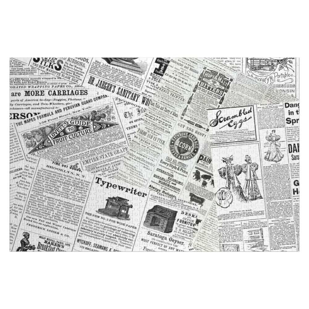 Vintage Newspaper Print Jigsaw Puzzle Custom Photo Customizable Child Gift Puzzle vintage illustration of edinburgh from samson s ribs jigsaw puzzle photo works of art puzzle