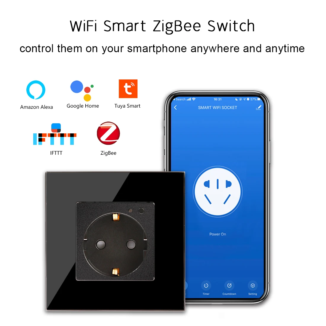 ZigBeeWallSocketsSmartSocketsGoogleSmartLifeAppControlAlexa