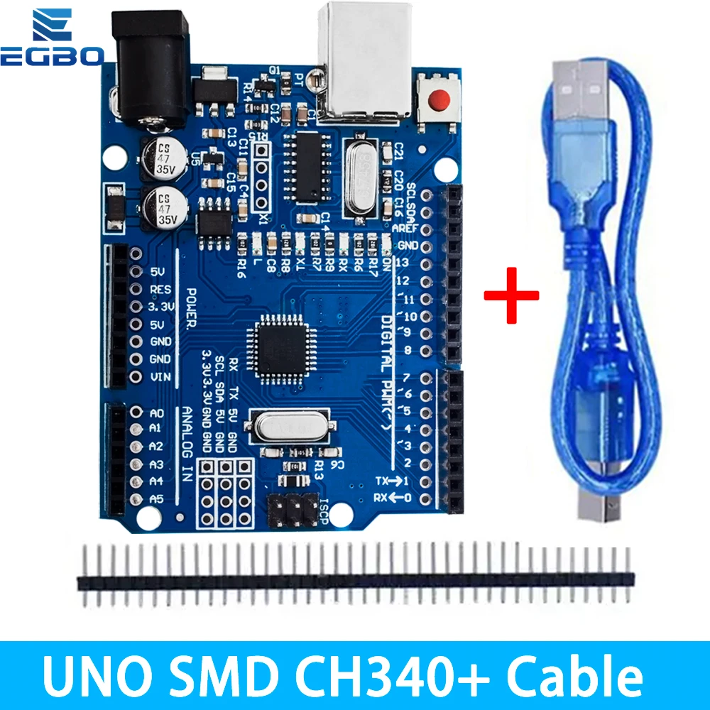 EGBO high quality One set UNO R3 (CH340G) MEGA328P for Arduino UNO R3 + USB CABLE ATMEGA328P-AU Development board