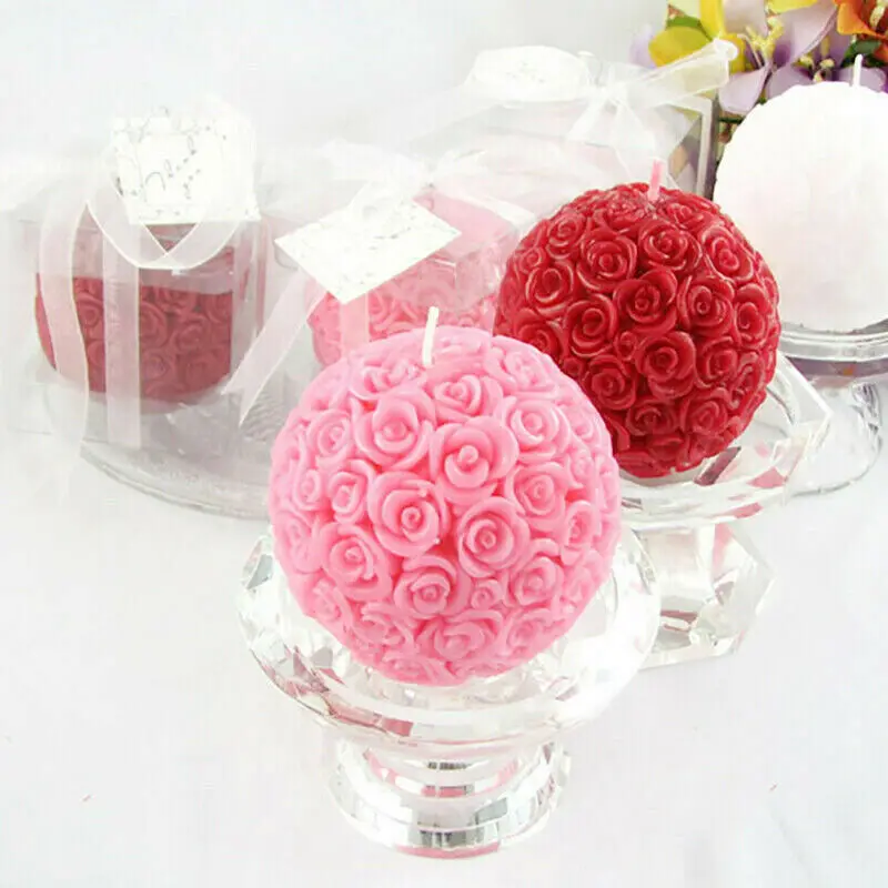 3D Rose Ball Aromatherapy Candle Silicone mould Diy Rose Style Candles  Plaster Soap Making Molds Handmade Candle Making Kit