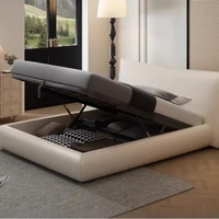Ensemble de meubles de chambre à coucher moderne et tendance, lit double avec dossier souple, tête de lit, table de chevet, tiroir, ensemble complet de meubles de chambre à coucher 6