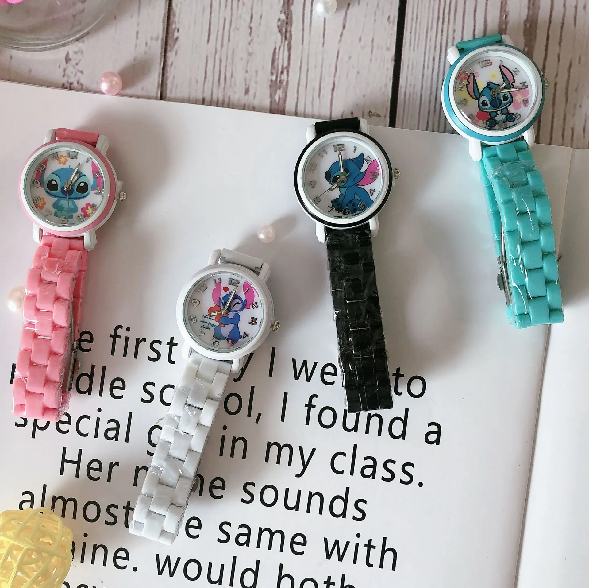 Fashion Disney Stitch Children Watches For Girls Women Cartoon animation Kids Quartz Clock Student Toys Gift reloj infantil 3