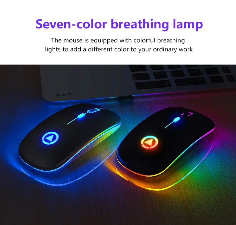 2.4Ghz Wireless Mouse RGB Rechargeable Mirco USB Charging Port Mouse Silent LED Backlit Gaming Mouse For Laptop PC Apple Host