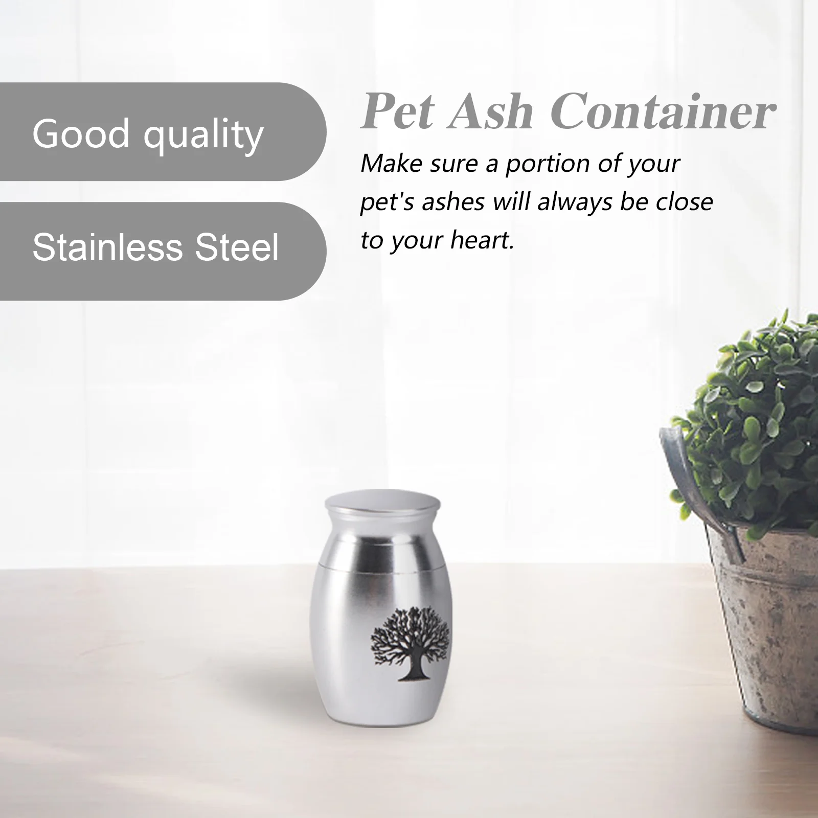 Pet Urn Animal Practical Ash Can Jar Ashtray Cinerary Casket Stainless Steel Container Cat Tank