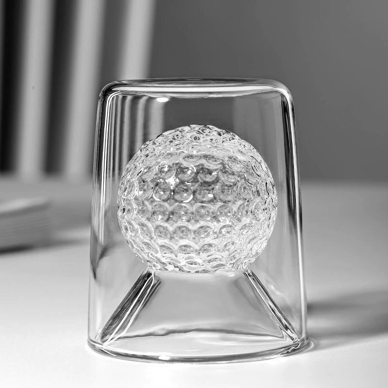 Description Picture 4 of item50ml Golf Ball Shape Double-layer Thickened Glass Cup Clear Wine Tea Water Mug Whiskey Cocktail Shot Glasses