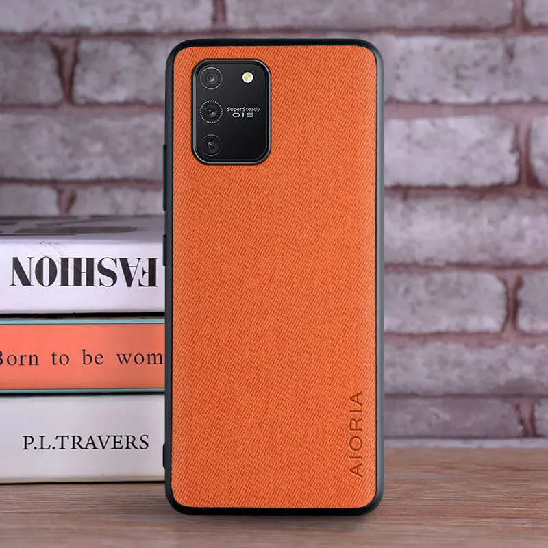 Luxury Textile Leather Skin Soft TPU Hard Cover for Samsung Galaxy S10 Lite