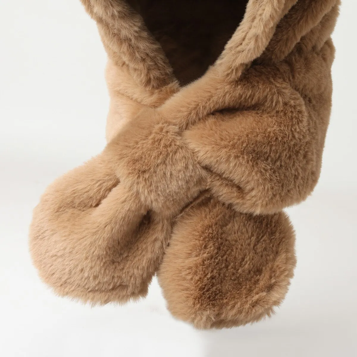 Children's Cartoon Bear Hat Baby Girl Autumn And Winter Korean Version Imitation Rabbit Fur Cute Scarf Integrated Warm Plush Hat