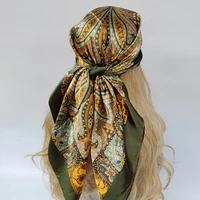new 90*90cm fashion Silk Scarf Scarftop Headwraps Women Vintage Four Seasons Hair Scarve Hijab Foulard Bandana Femme Headscarf 1
