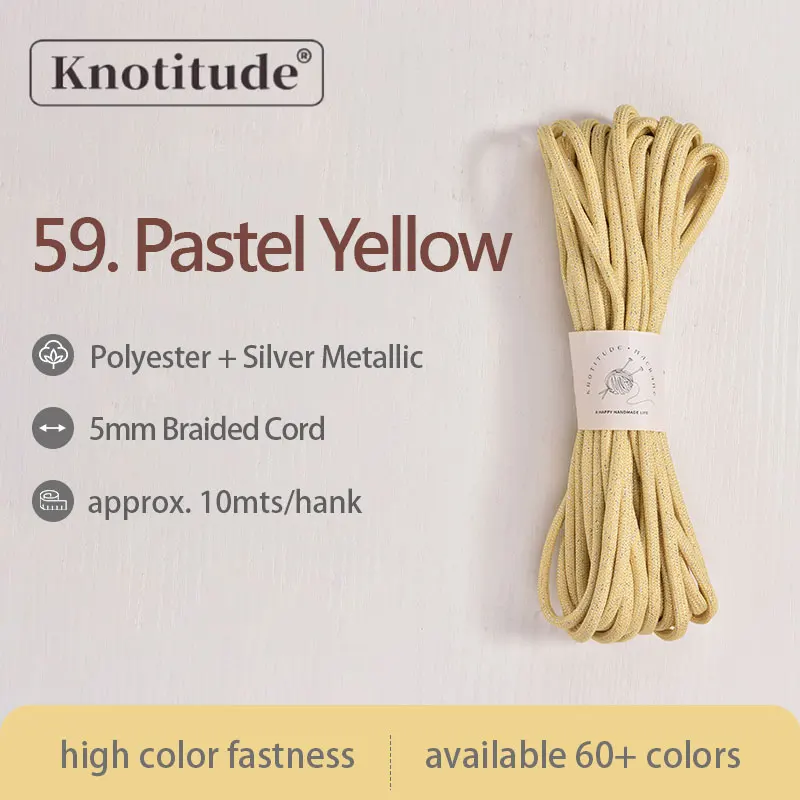 Silver Glossy Polyester Braid Rope with Shiny Lurex Metallic Finish - Ideal for DIY Jewelry Projects, 5mm x 10m