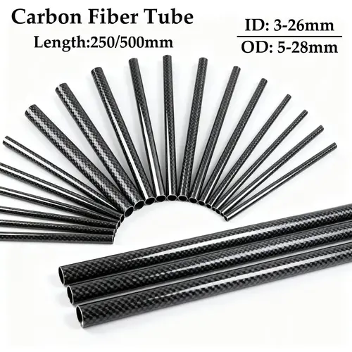 1PCS 3K Carbon Fiber Tube Twill Matte 250/500mm Diameter Remote Control Aircraft Model Accessories Length 250/500mm