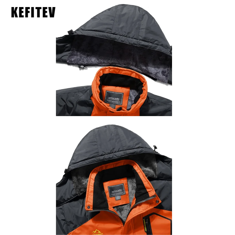 KEFITEVD 남성 겨울 하이킹 재킷, 방수, 플리스로 따뜻한 스키 및 스노우 재킷, 멀티 포켓, 열풍을 가진 열 코트, 남성 파카
