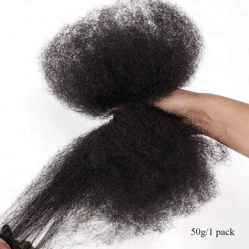 10-22Inch Afro Kinky Bulk QVR 100% Human Hair Extensions No Weft 50g/Pack Brazilian Remy Bulk for Locs Micro Twist Braiding Hair 3