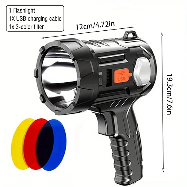 MOONASION Rechargeable Spotlight Flashlight - 200000 Lumen Super Bright Handheld Spotlight