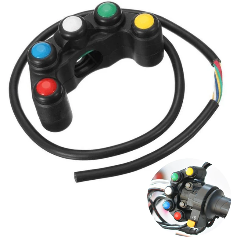 

Universal 5 button Array Motorcycle Switches Race Bikes 22mm Handlebar Switches Motorcycle Switch Accessiores