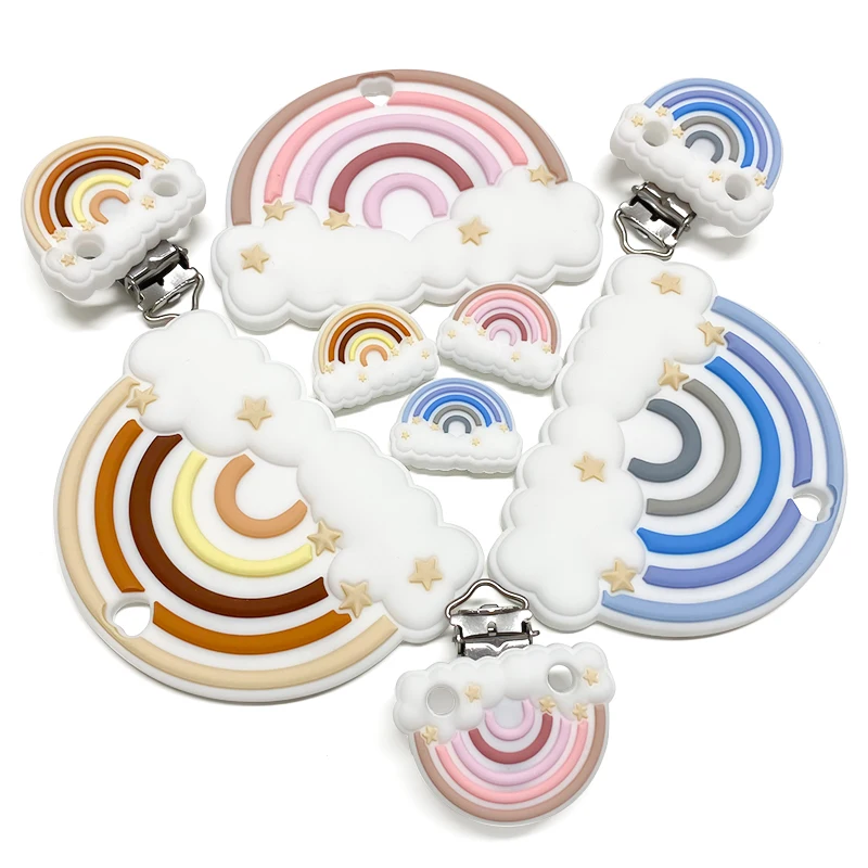 Teething Beads Silicone Rainbow Beads Teether Food-Grade Chewing DIY Nipple Chain Jewelry 1/3/10pcs