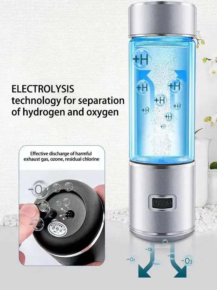 Bouteille d'eau Riche en Hydrogène Portable l'eau Ionisée Générateur d' hydrogène Anti-âge antioxydant Machine à l'eau 400ml : : Cuisine  et Maison