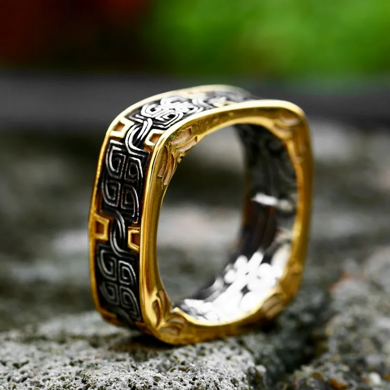 Men's Gold Plated Hip Hop Ring – Crown Design With Cubic Zirconia, Viking & Celtic Style Statement Jewelry - View #6