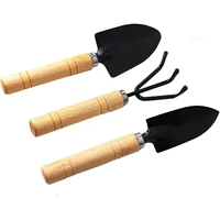 Garden Tools Set, 3Pcs Includes Hand Trowel, Transplant Trowel and Cultivator with Wooden Handle Garden Hand Shovels Kit for Pla 2
