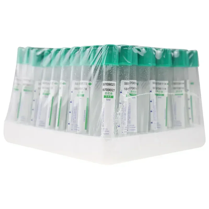 10ml 5ml 3ml 100pcs Disposable Sterile Vacuum Blood Collection Tube With Heparin Sodium Additives Green Lid PT Vacuum Tube