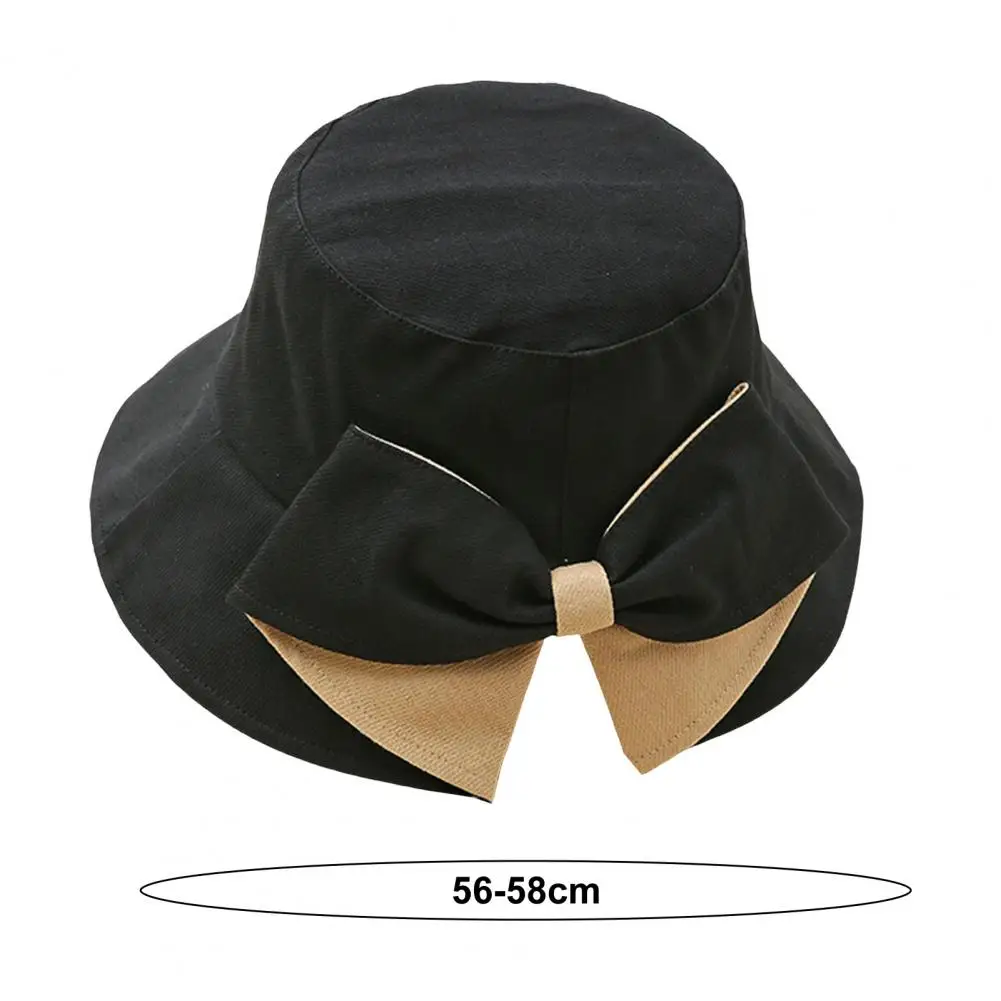 Ladies Fisherman Hat Stylish Foldable Fisherman Hat Bow Decor Breathable Sun-protective Outdoor Cap Women Pastoral