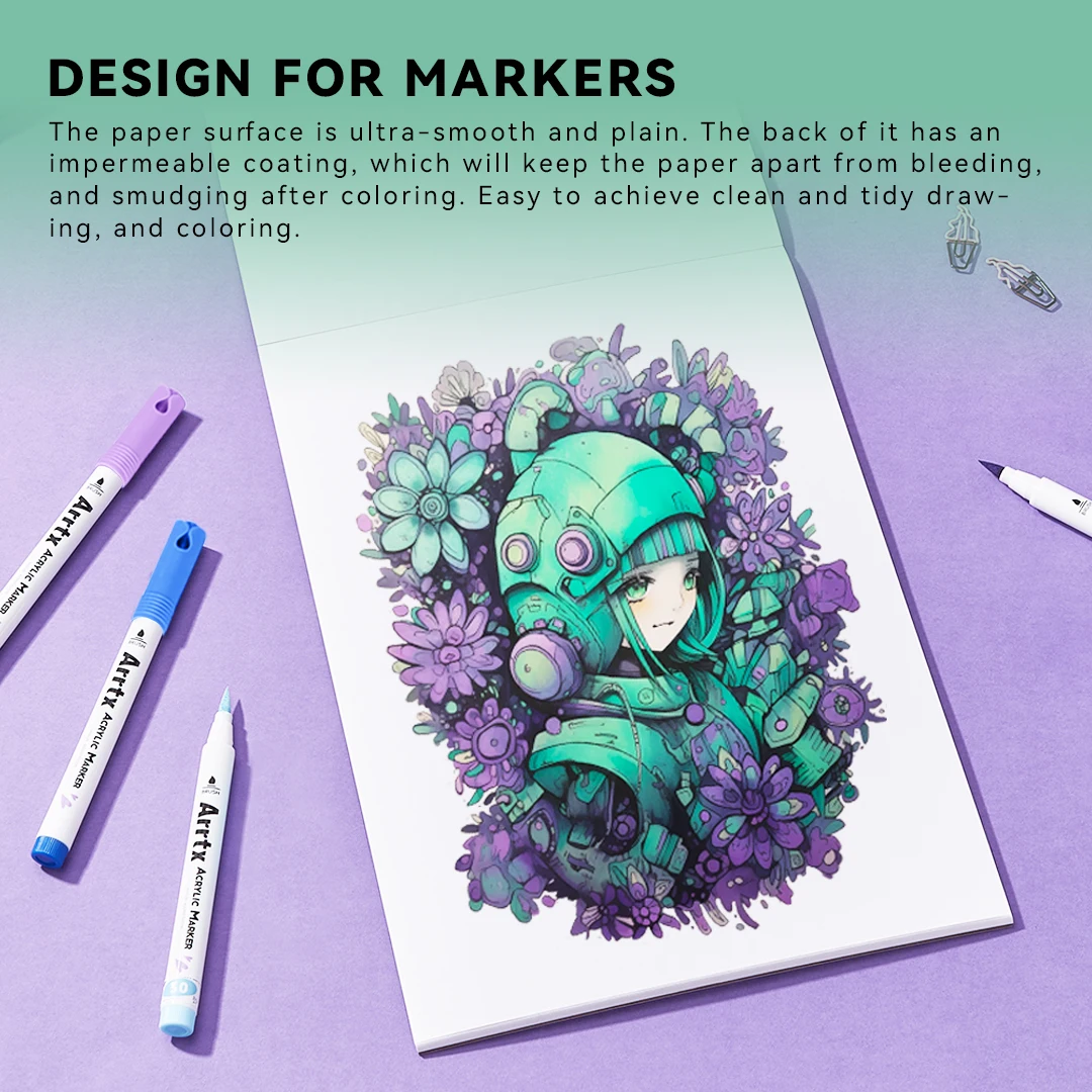 Arrtx Marker Paper Pad 56 Sheets Sketchbook Designed for Alcohol Markers  Suitable for Kids Students Adults