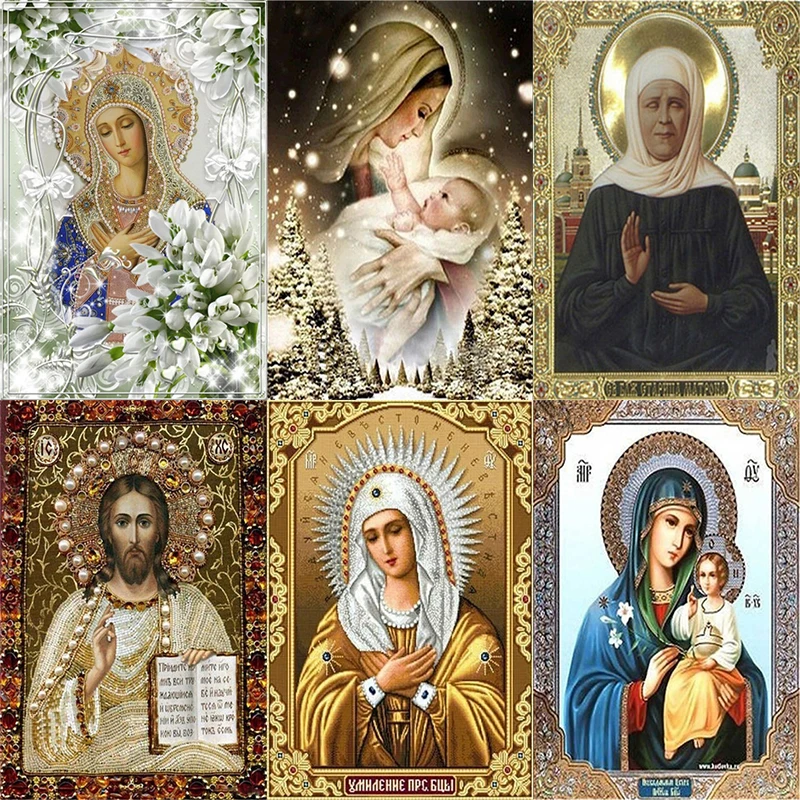 DIY 5D Full Diamond Mosaic Religious Icon Crystal Art Diamond Painting  Picture Cross Stitch Kits Beads Embroidery Home Sticker - AliExpress