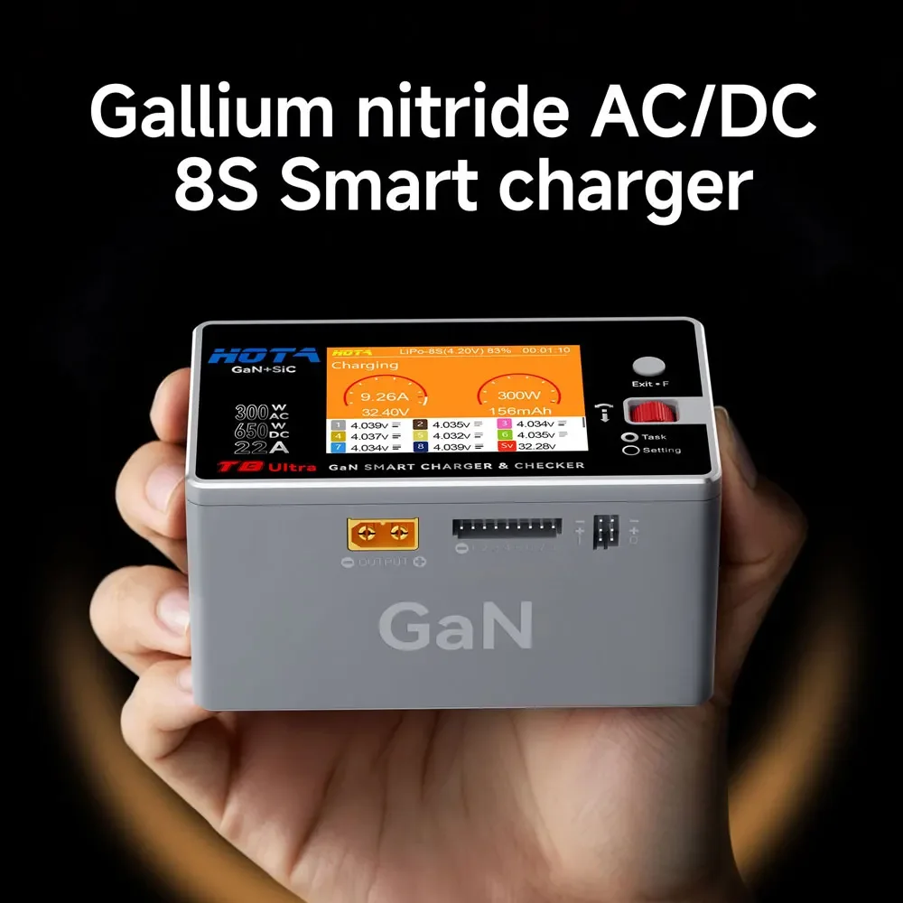 HOTA T8 Ультра Нитрид Галлия GaN Смарт-Зарядное Устройство AC/DC 8S для LiPo LiHv Батареи Быстрая Балансовая Зарядка RC FPV Дрон thumbnail 2