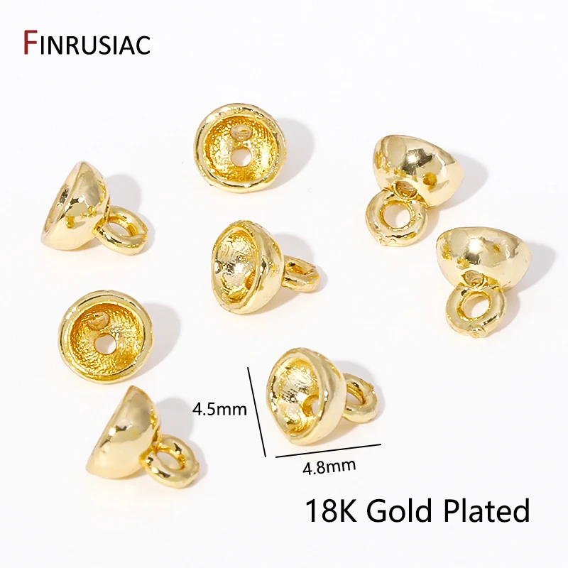 Multi Styles 18 Karat vergoldet Messing Perlen Ende Perlen Kappen Anschluss mit Schlaufe für DIY hand gefertigte Perlen Schmuck machen Fund – Detail 8