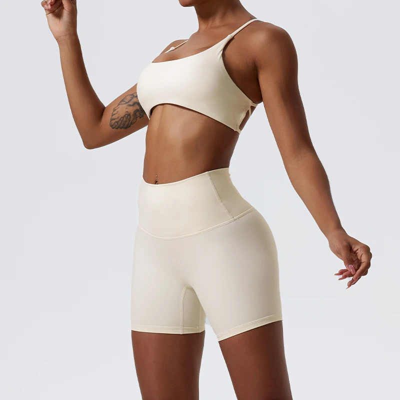 Ctenkevet Two Pieces Yoga Set Women Gym Shorts Sports Suit Female Soften Skin-Friendly Activewear Beauty Back Women Sportswear yoga set sports set gym workout set sportswear set fitness set sports bra set yoga pants set sports set shorts