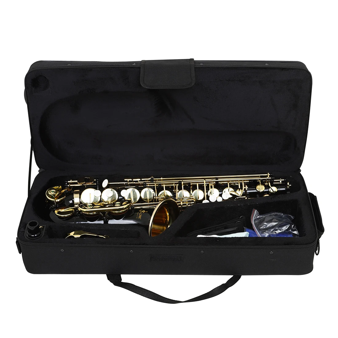 SLADE Black Gold Alto Saxophone Student Alto Saxophone E Flat Beginner Complete Set with Case Mouthpiece Strap Reed