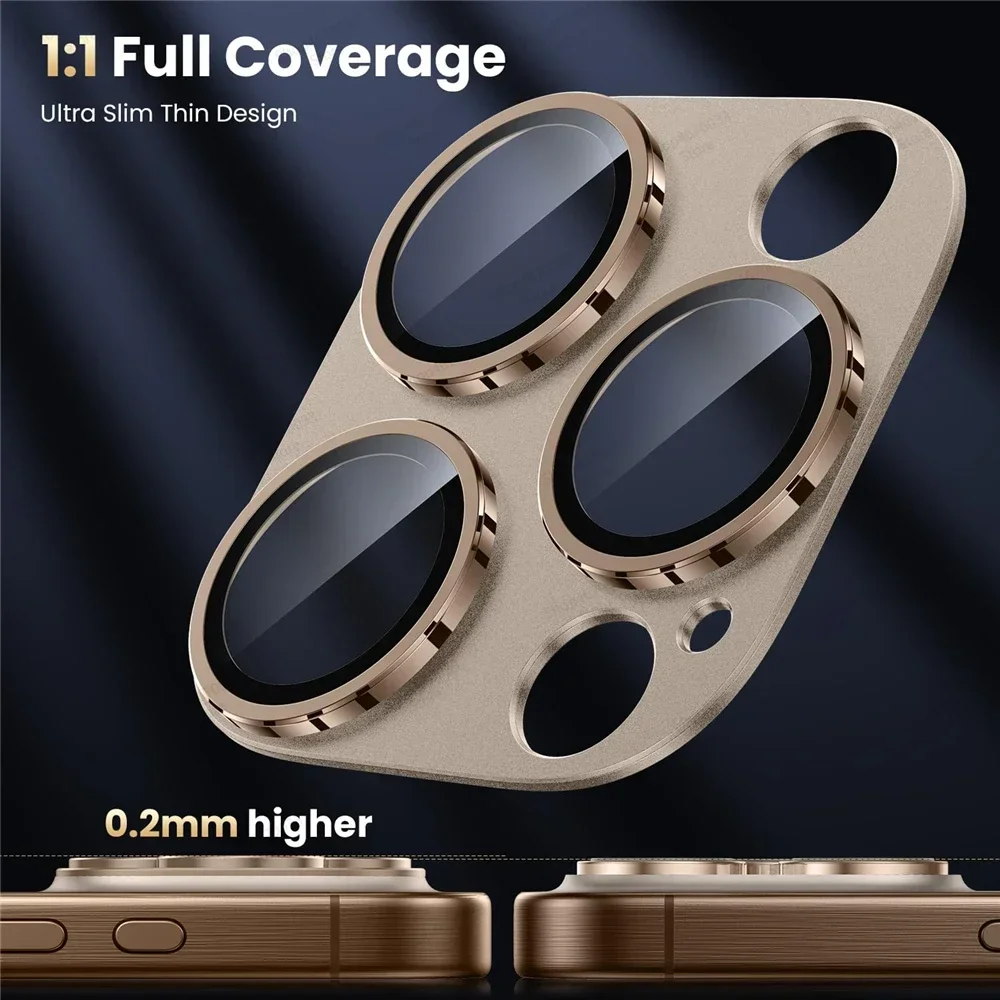 Premium Camera Lens Protection Glass with Metal Ring Film