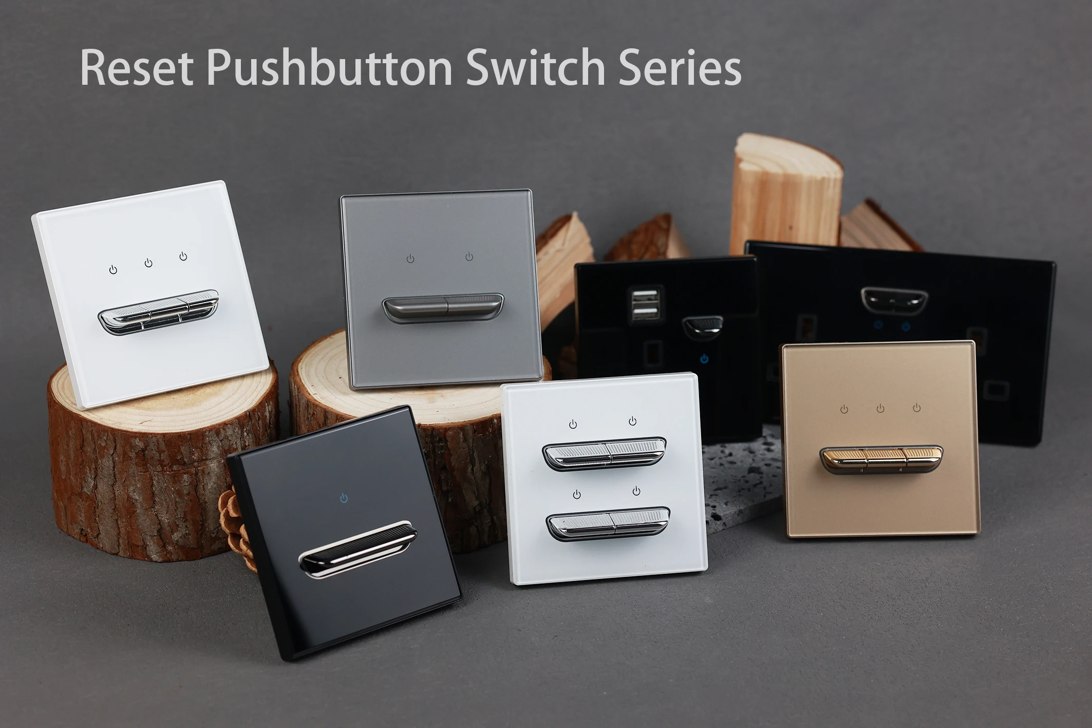 Tempered glass wall light switch front view