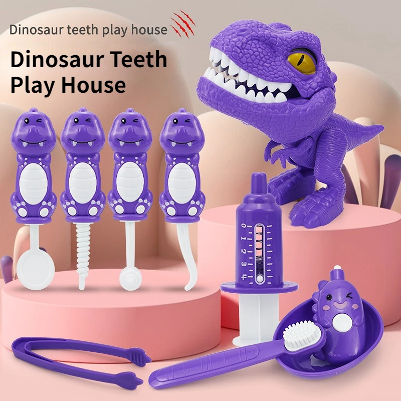 Cartoon Dinosaur Children's Dentist Tools Toys Play Home Baby