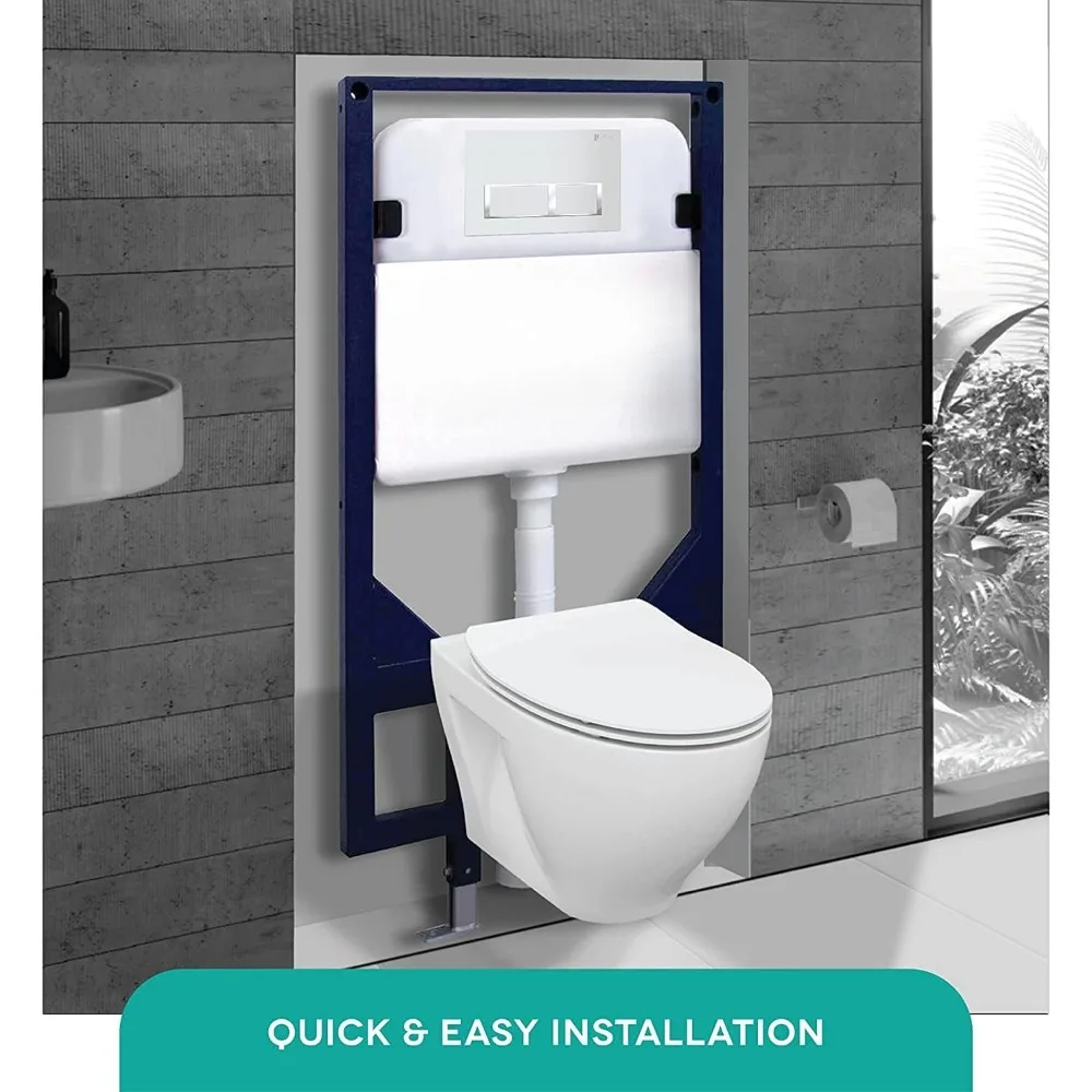 In-Wall Toilet Combo Set – Wall-Hung Toilet Bowl with Soft-Close Seat,Durable Tank and Carrier System, Stylish Push Buttons 4