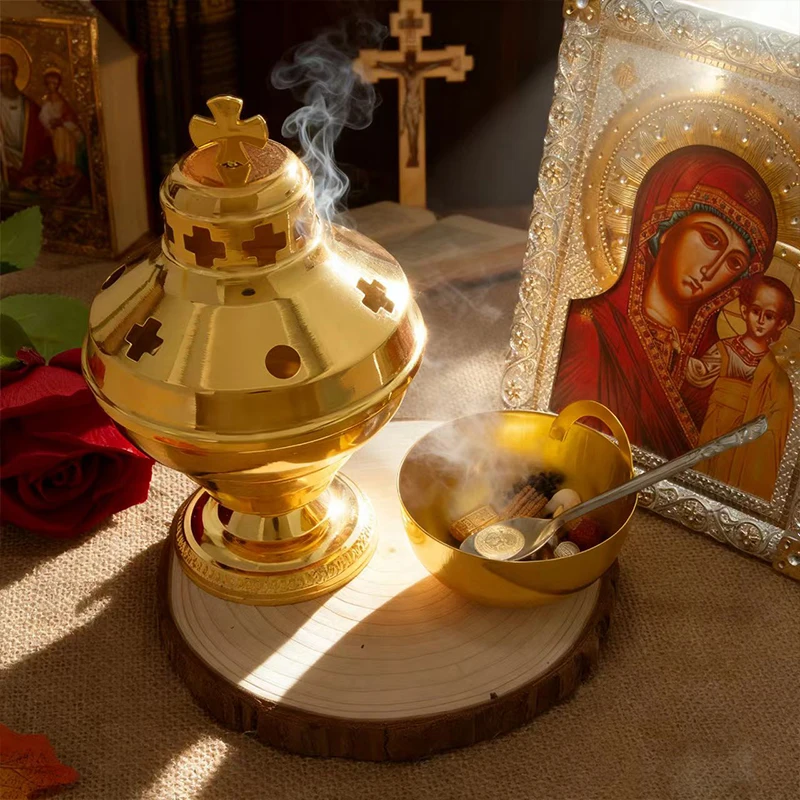 Neu 2026 Kirchenbedarf Hochglanzpolierter Vergoldeter Hängender Weihrauchbrenner Orthodoxer Weihrauchkessel Kirchen- und Heimdekoration Katholischer Kelch – Detail 3