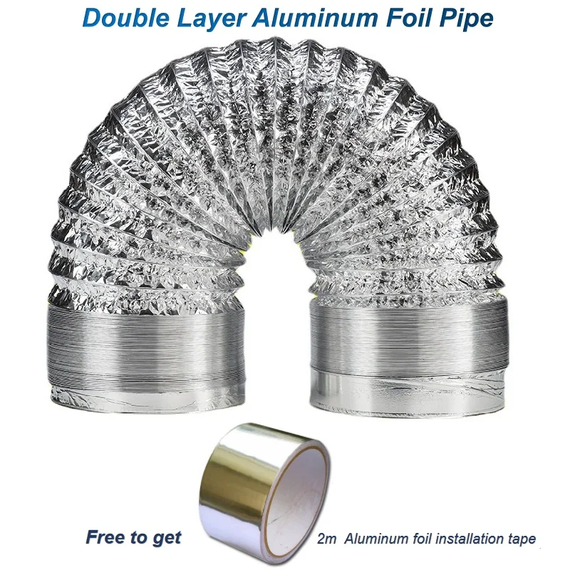 Double Layer Aluminum Foil Pipe Duto de Ventilação Flexível para Cozinha e Banheiro Ventilador Secador Grow Tent 1.5m6m