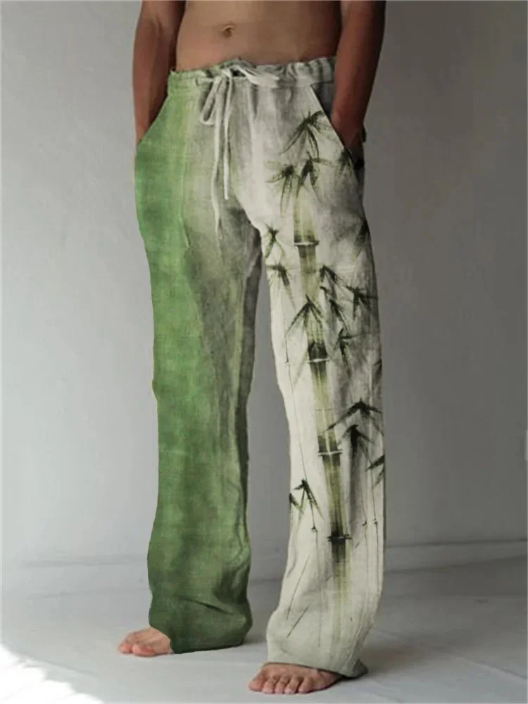 

Men's and women's loose casual European and American straight-leg printed Harajuku rope wide-leg pants