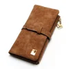 2023 New Fashion Women Wallets Drawstring Nubuck Leather Zipper  Long Design Purse Two Fold More Color Clutch Hot Card Pack 1
