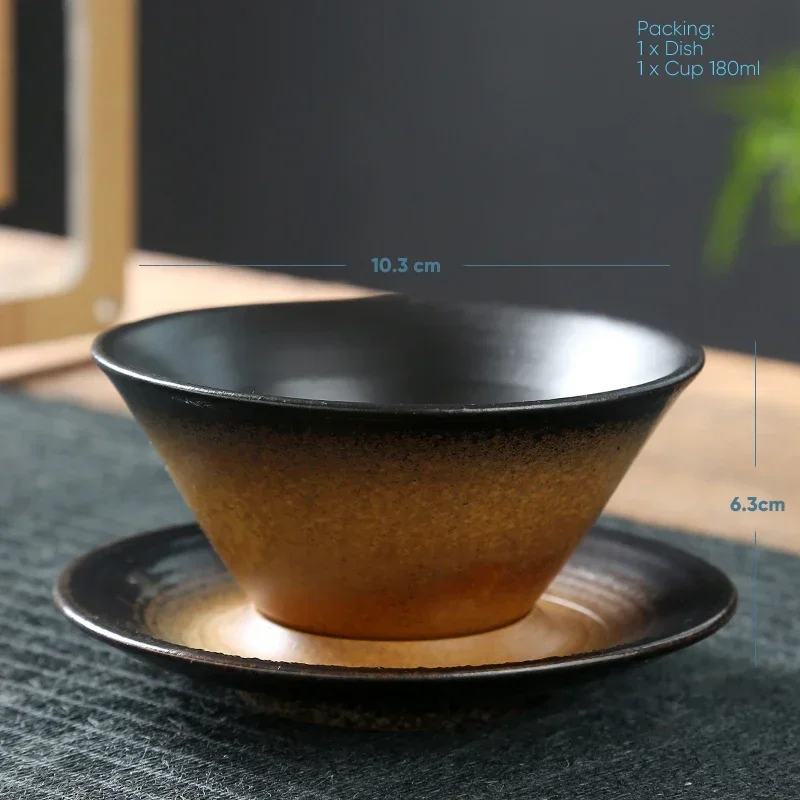 طقم فنجان قهوة وصحن من السيراميك الإبداعي ، كوب قه...