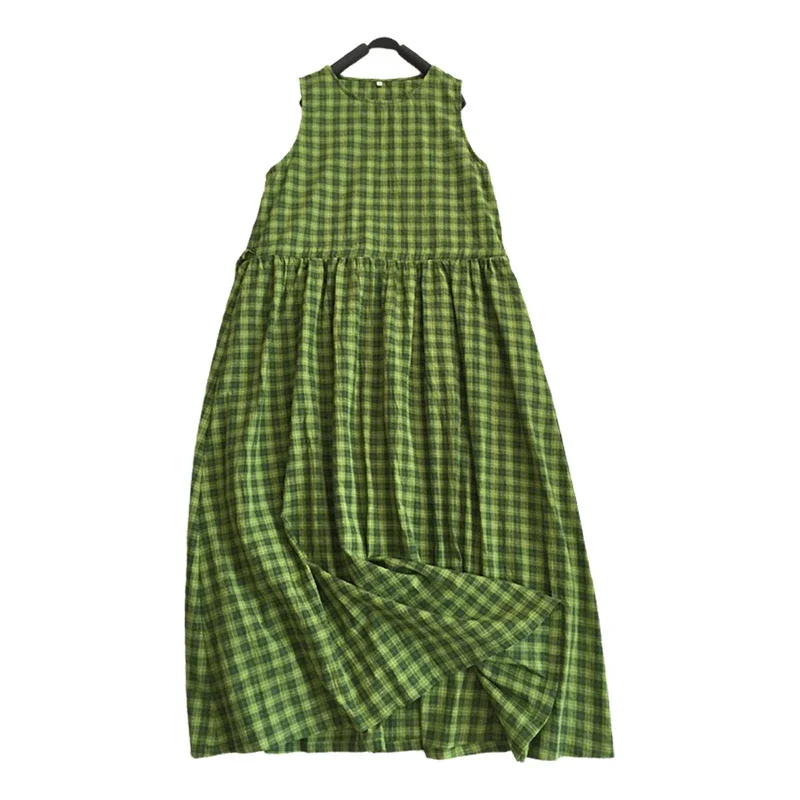 Green Plaid Fabric Retro Nostalgic Polyester Cotton Linen Yarn-Dyed Fabric Dress Curtain Tablecloth DIY Handmade 1/2/5m