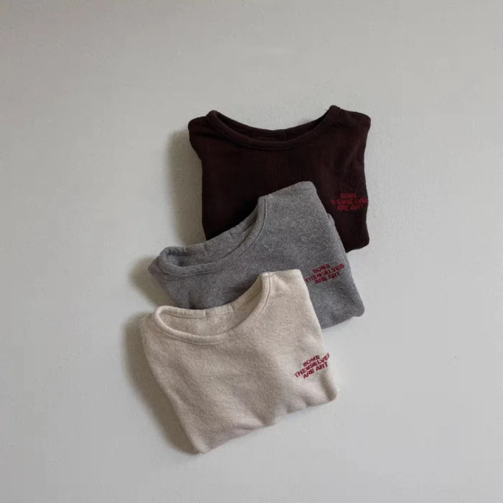 Description Picture 4 of item2025 Autumn New Baby Long Sleeve T Shirts Cotton Boys Girls Letter Print Bottoming Shirt Infant Versatile Casual Pullover Tops