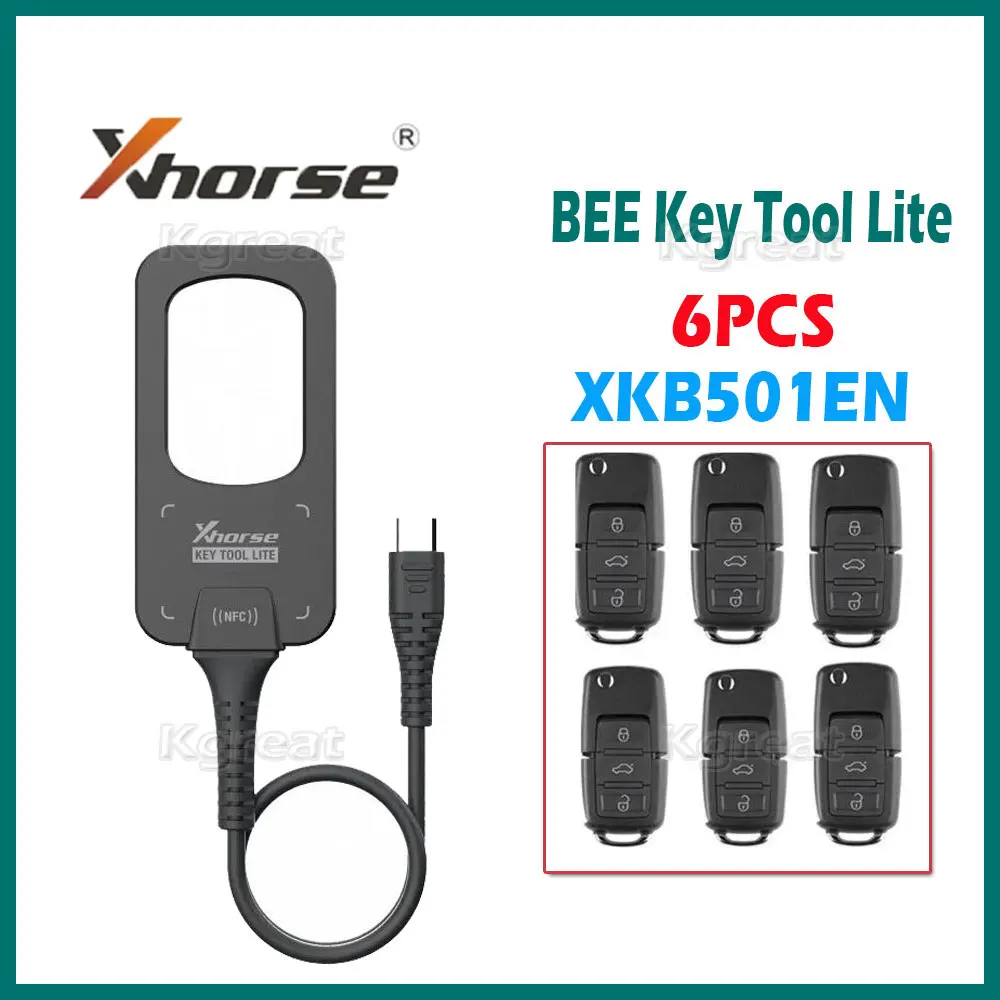 

Xhorse VVDI BEE Key Tool Lite Frequency Detection Transponder Clone with 6pcs XKB501EN Wire Key Support Android with Type C Port