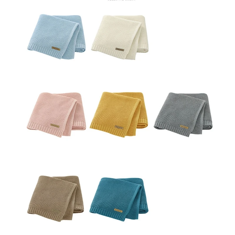 80x100cm Soft Pure Cotton Knitted Baby Blanket Swaddle Wrap Basket Filling Blanket Children Bedding Quilts
